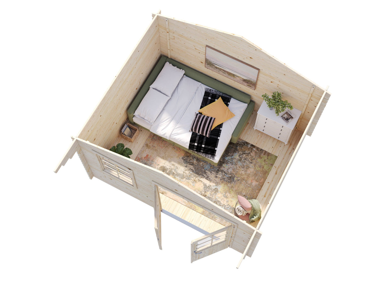 Emma M (3,8x3,2m | 10,4m² | 34mm) Alppityylinen pihamökki