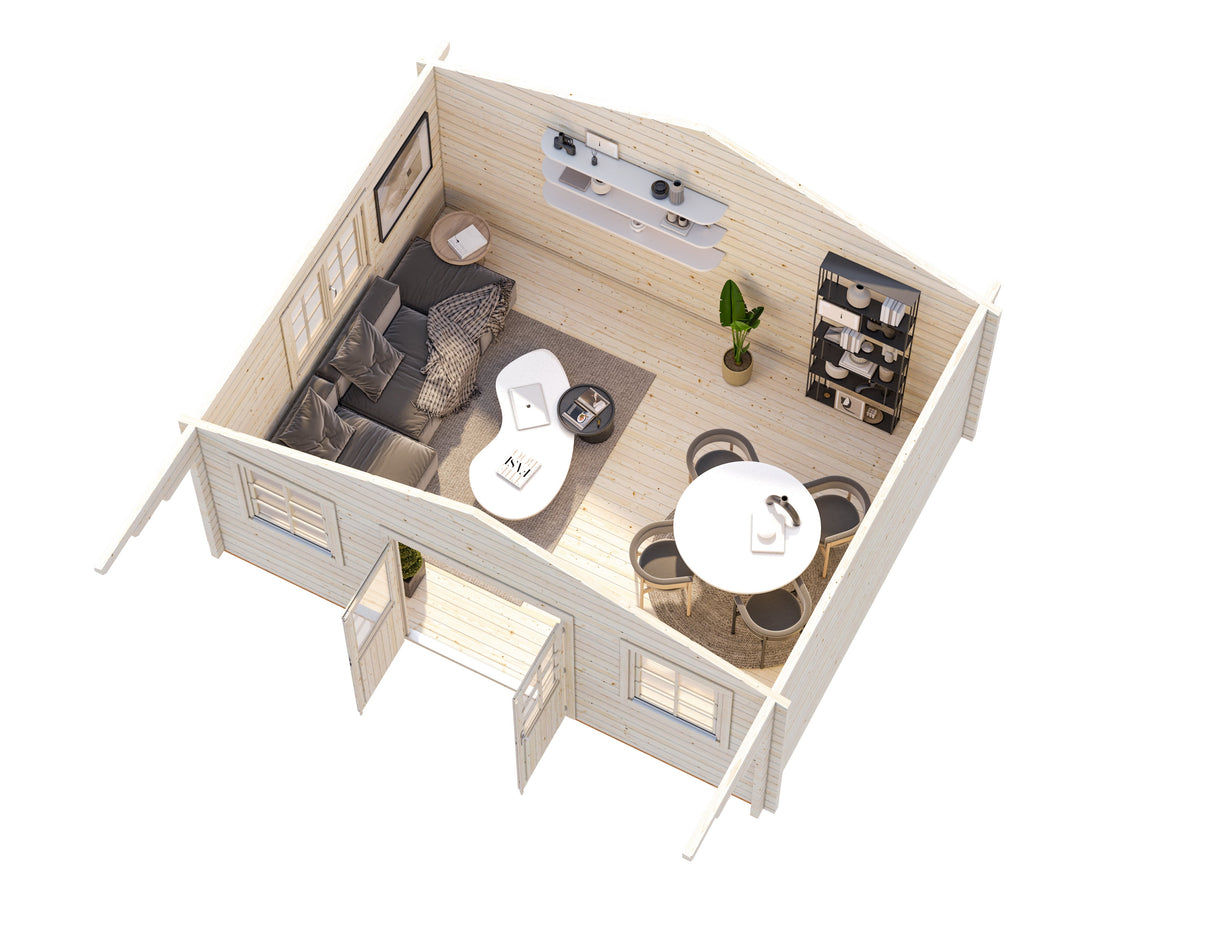 Helena L (5,3x4,1m | 18,6m² | 70mm) Perinteinen vierasmaja