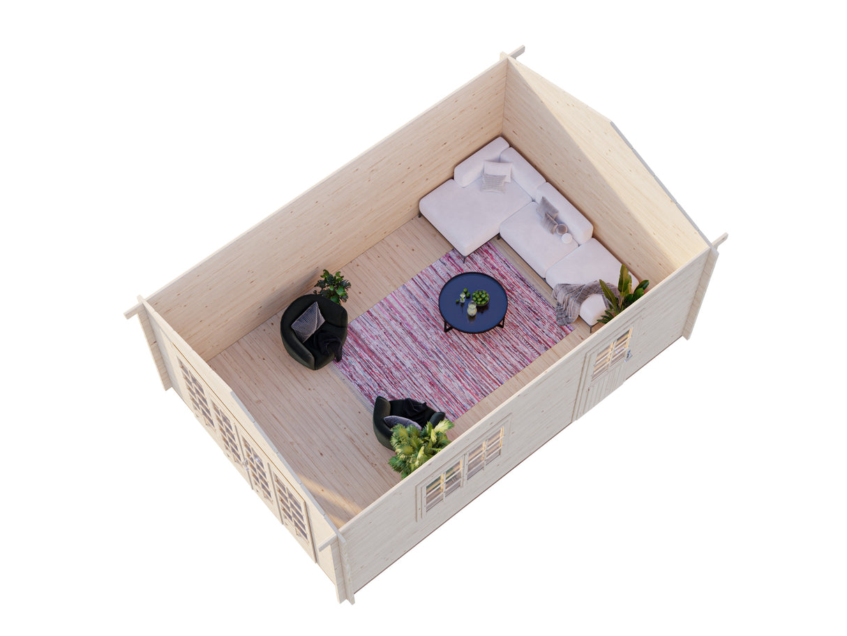 Irene M (3,8x5,7m | 19,0m² | 44mm) Tilava hirsimökki