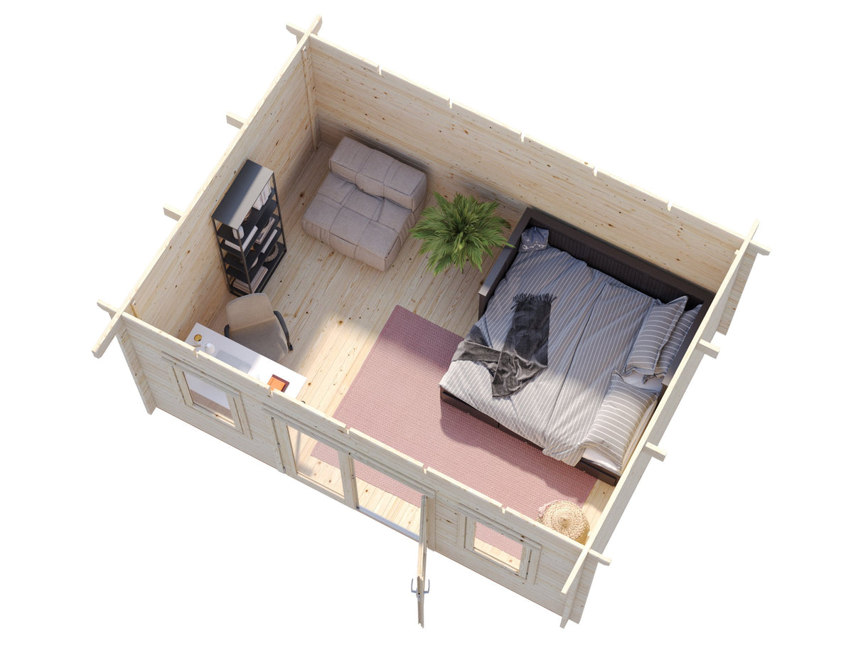 Lisa M (4,7x3,5m | 14,2m² | 44mm) Monikäyttöinen pulpettikattoinen piharakennus (2024 päivitetty malli)