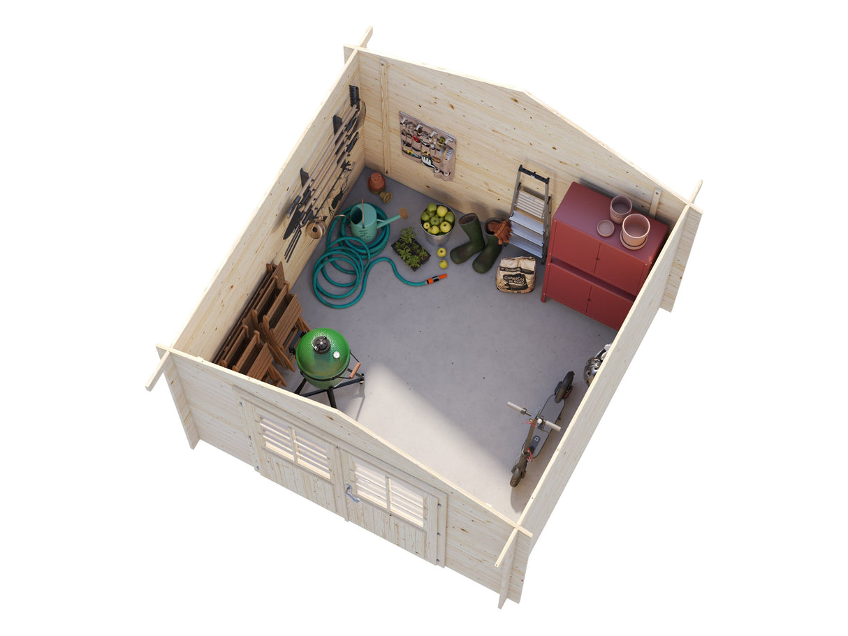 Lotta S (3x3m | 7,3m² | 28mm) Kevythirsinen pihavarasto