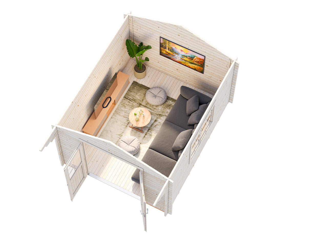 Sally S (3x3,6m | 10,2m² | 44mm) Kompakti perinteinen pihamökki