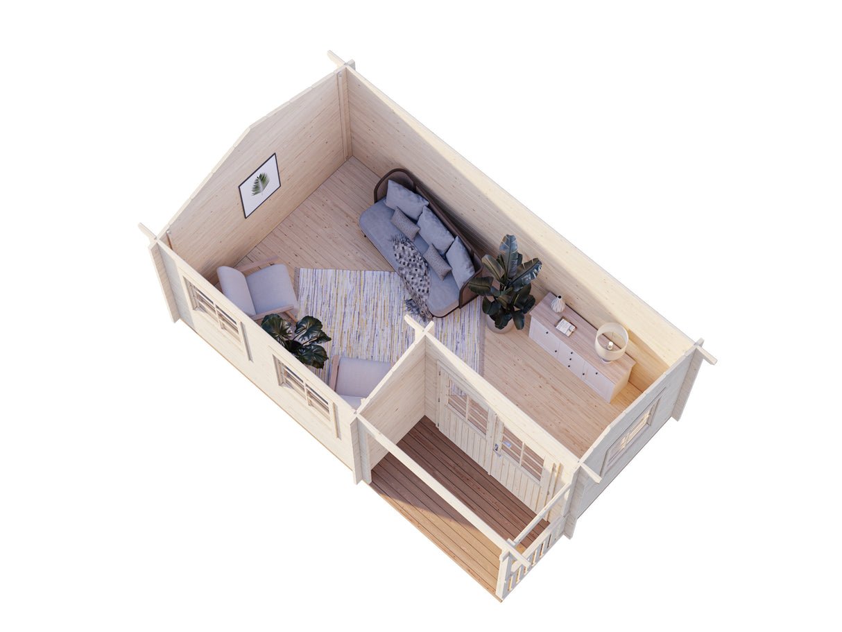 Susanna S (5,3x3,2m | 12,4m² | 44mm) Perinteinen kesämökki