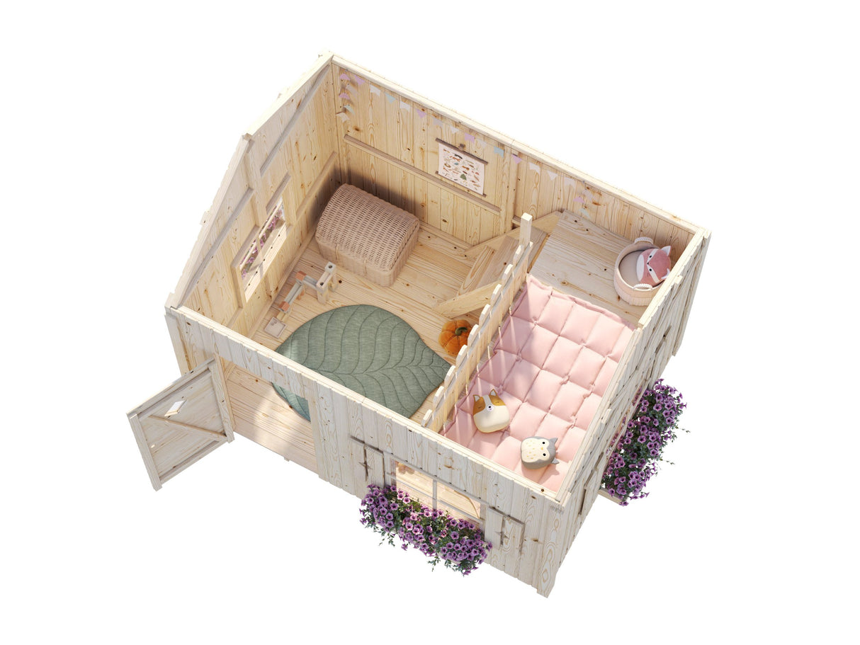 Grete (2,3x1,8m | 3,7m² | 16mm) Leikkimökki