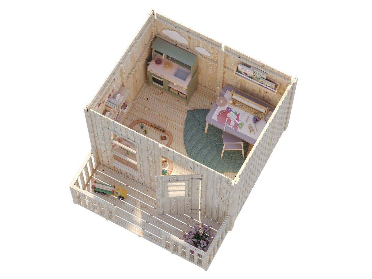 Harry (2x1,6m | 3,1m² | 16mm) Leikkimökki