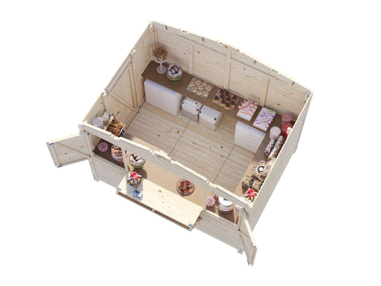 Marian (3x2,3m | 6,2m² | 16mm) Elementeistä kioski / pop-up-kioski