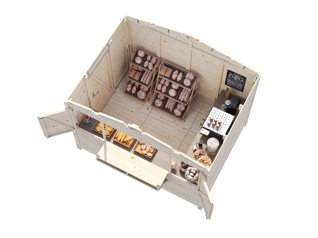 Marian (3x2,3m | 6,2m² | 16mm) Elementeistä kioski / pop-up-kioski