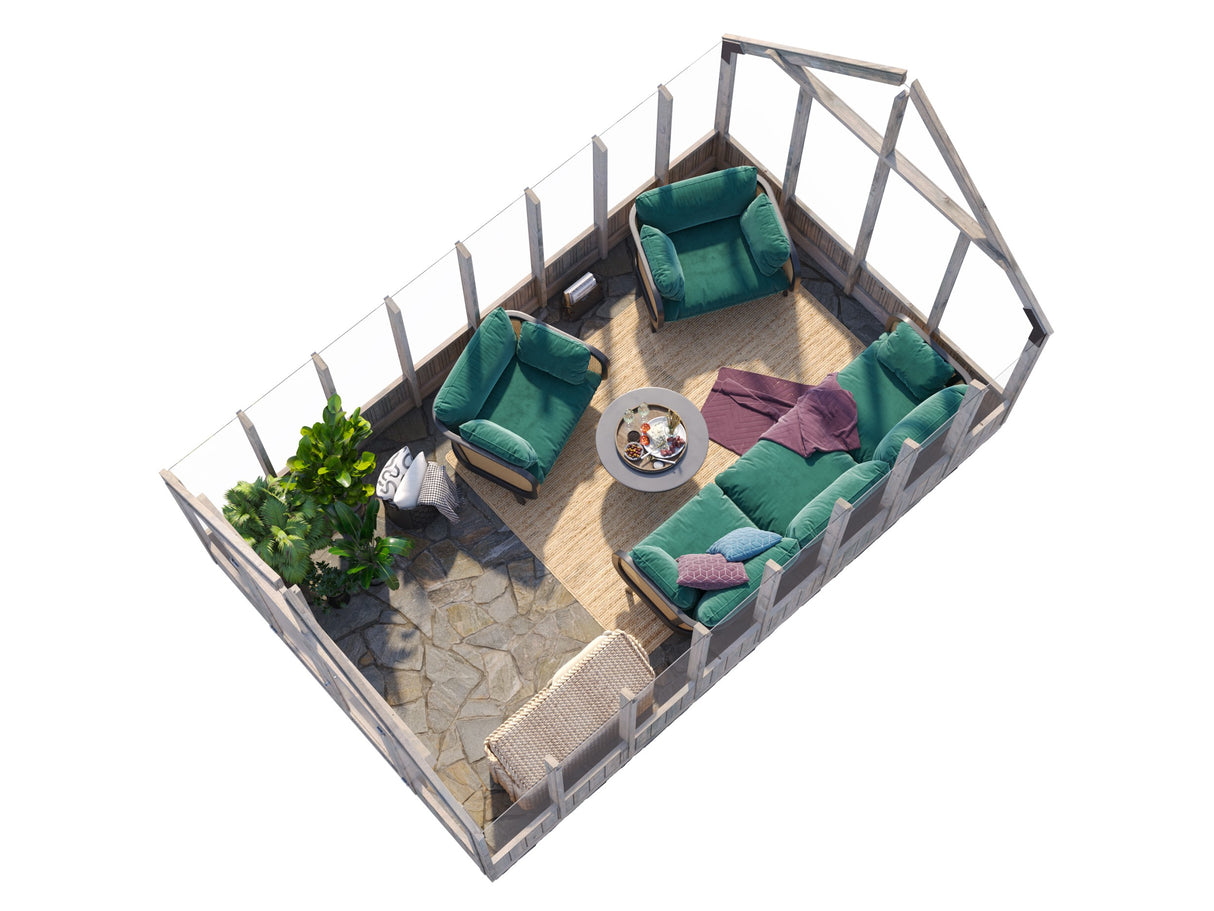 Emilia L (3x4,8m | 13,8m² | 18mm) Lasikasvihuone