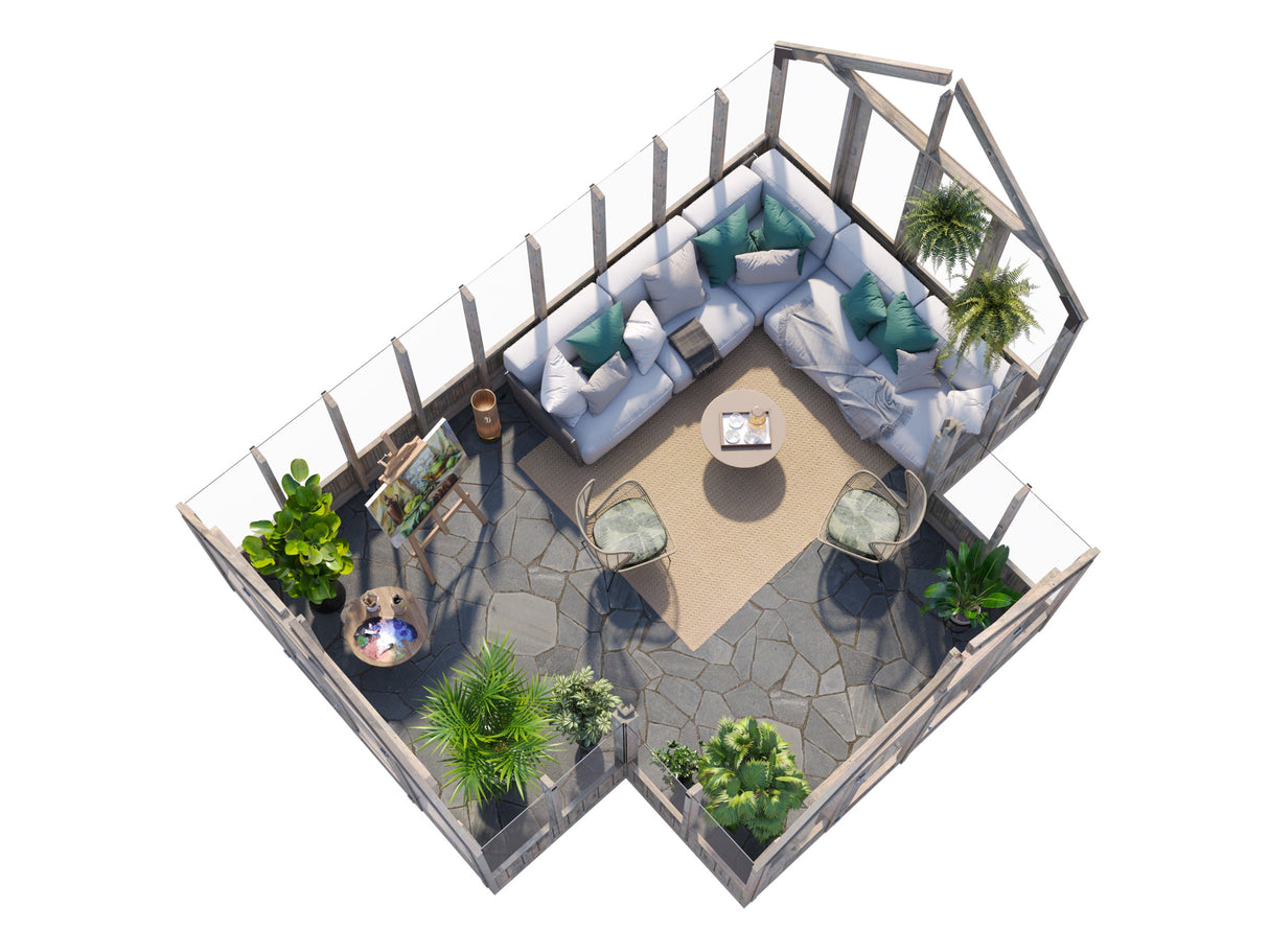 Emilia XL (4,2x5,4m | 19,1m² | 18mm) Tyylikäs lasikasvihuone