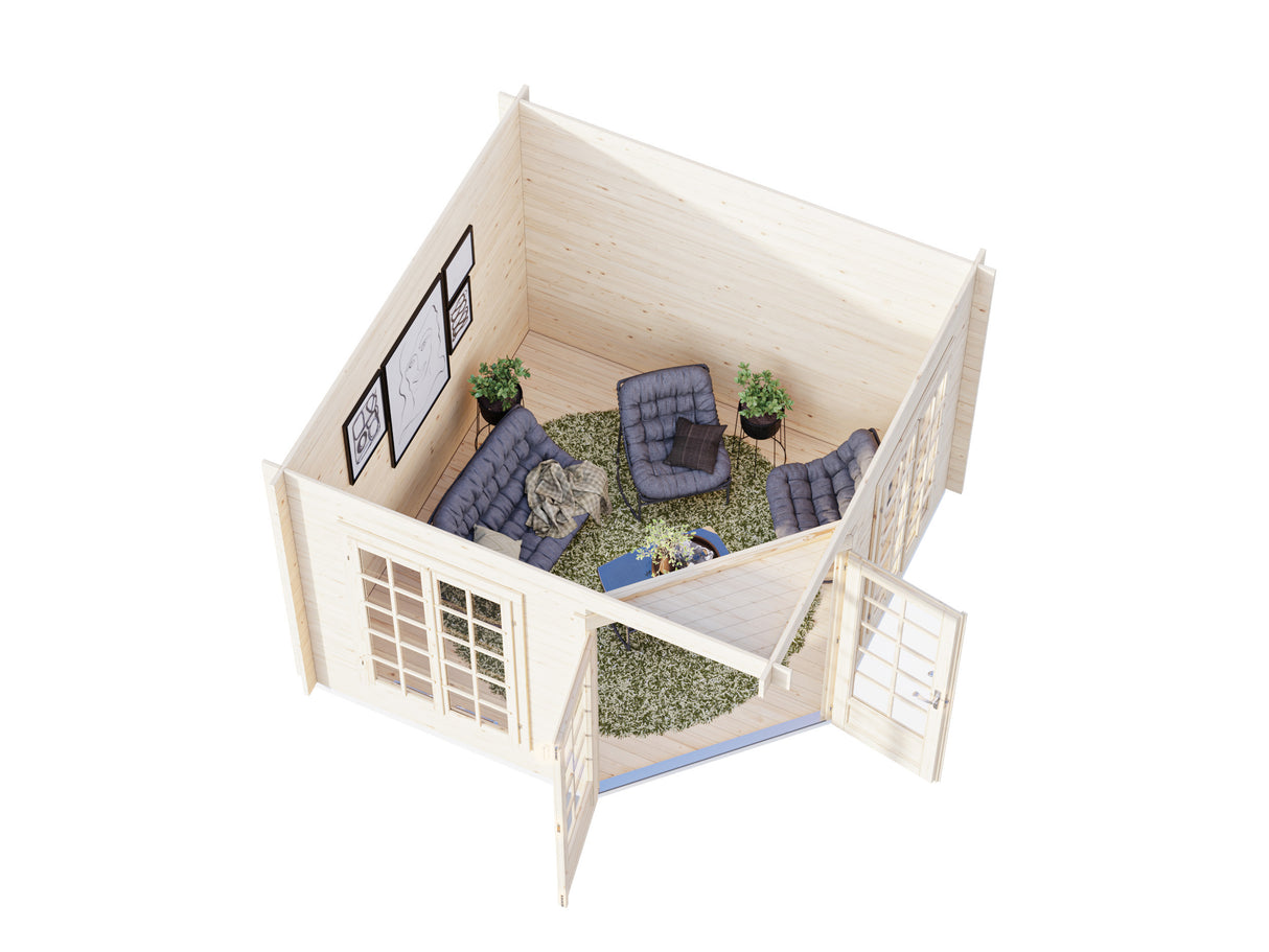 Melanie Low (2,8x2,8m | 7m² | 28mm) Alle 2,5m perinteinen piharakennus