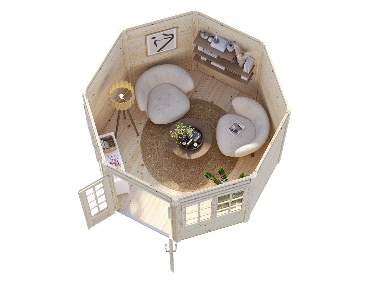 Veronica 2 (2,9x3,6m | 6,7m² | 28mm) Kahdeksankulmainen huvimaja