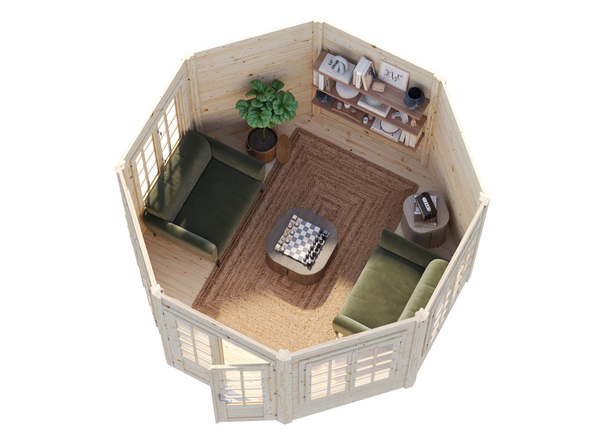 Veronica 4 (3,4x4,1m | 9,2m² | 34mm) Kahdeksankulmainen puutarhapaviljonki