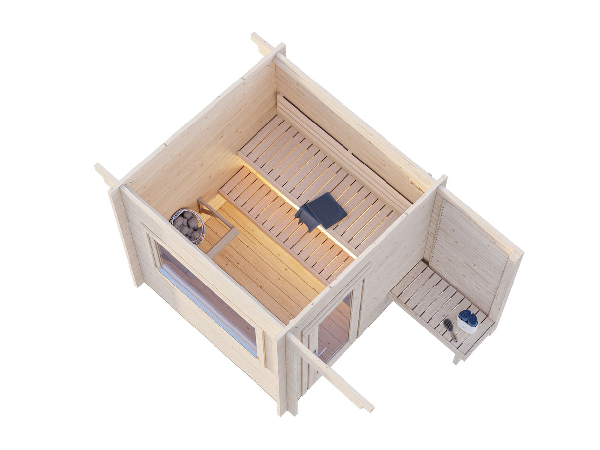 Sanna S (2,3x2,3m | 4,1m² | 44mm) Kompakti pihasauna