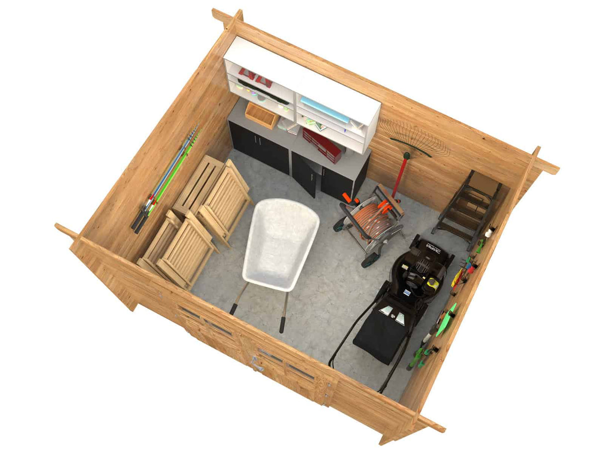 Alice S (3x2,5m | 6,1m² | 28mm) kompakti painekyllästetty puutarhavaja