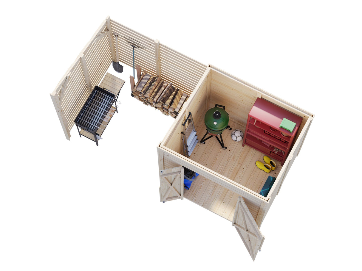 Leif L (3,7x1,7m | 3,0+2,9m²) Käytännöllinen puutarhavaja