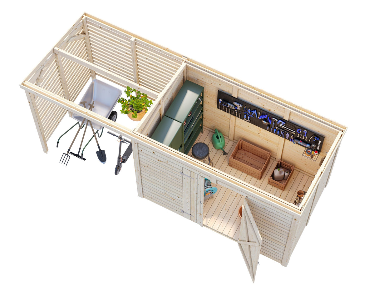 Leif XL (4,6x1,7m | 4,5+2,9m²) Tilava puutarhavaja