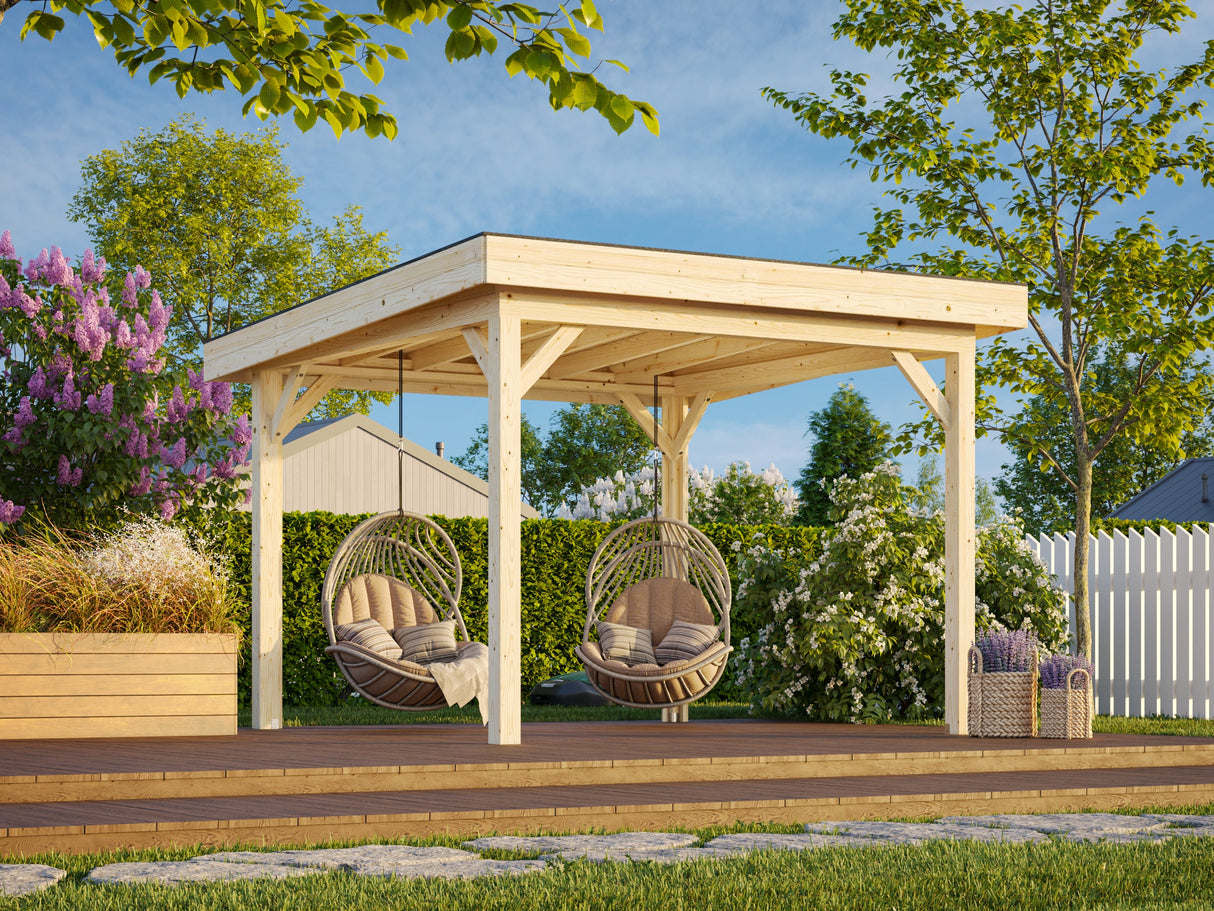 Lenna Gazebo M (3x3m | 8,3m² | 120x120mm) Tasakattoinen paviljonki
