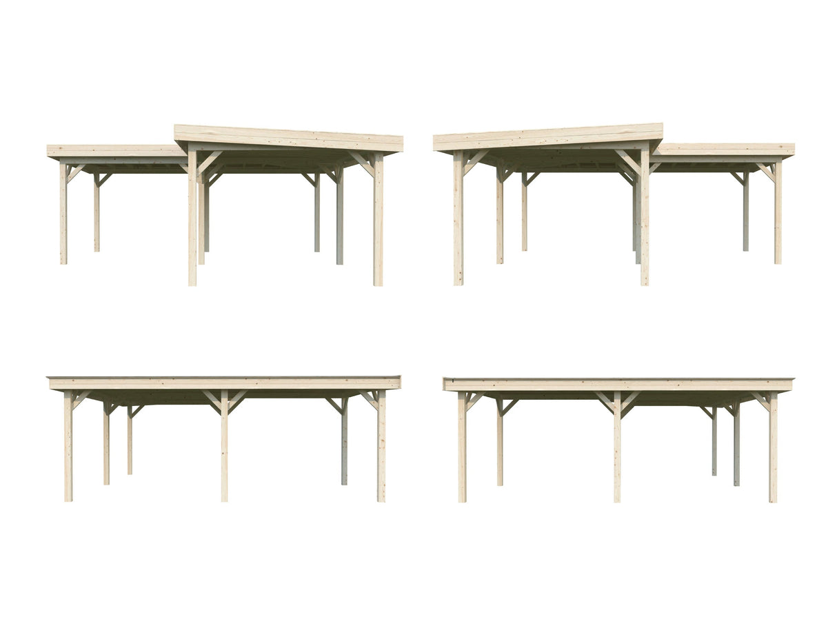 Lenna Gazebo XL (5,9x5,9m | 24,9m² | 120x120mm) Iso moderni tasakattoinen paviljonki