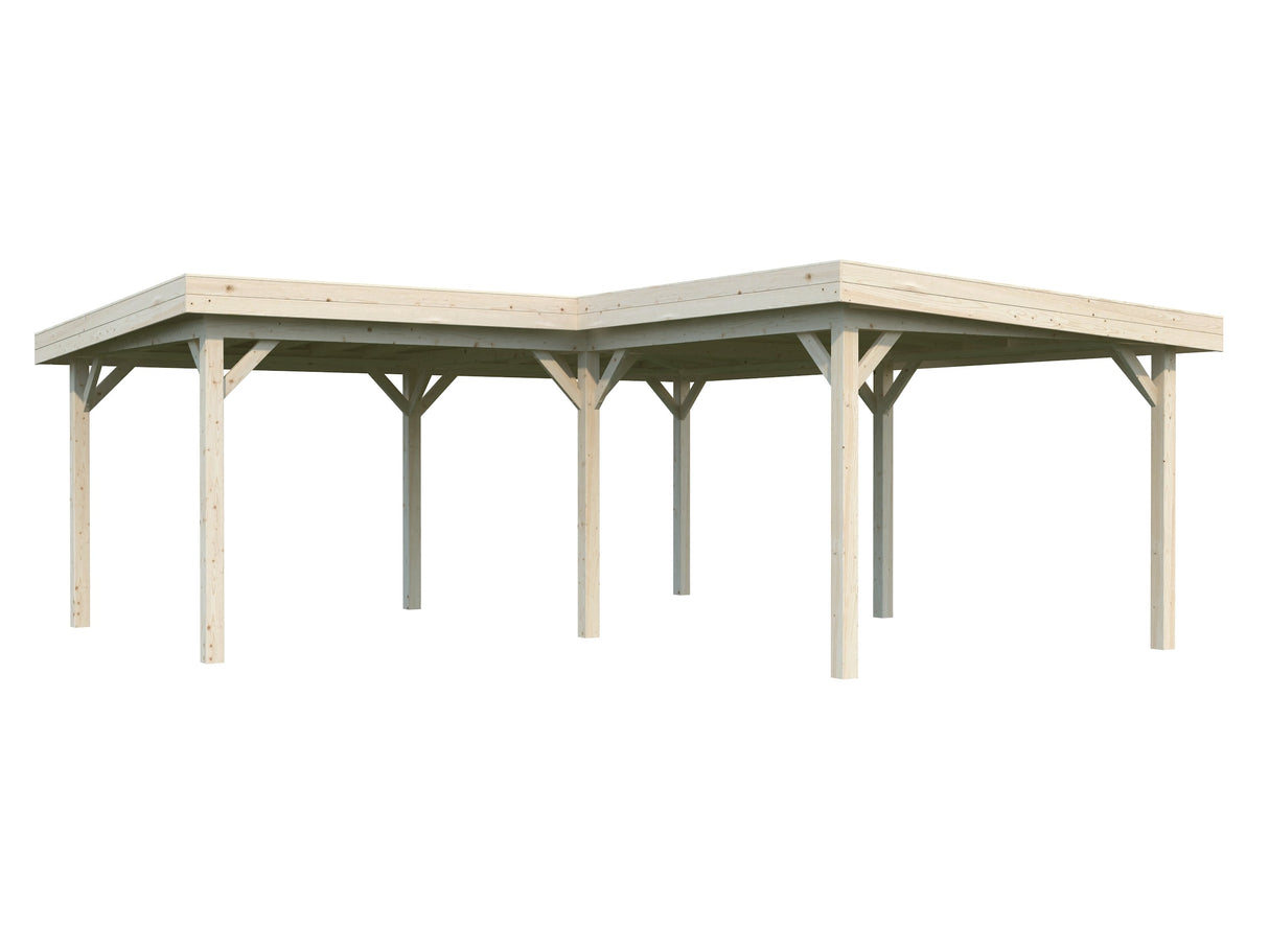 Lenna Gazebo XL (5,9x5,9m | 24,9m² | 120x120mm) Iso moderni tasakattoinen paviljonki