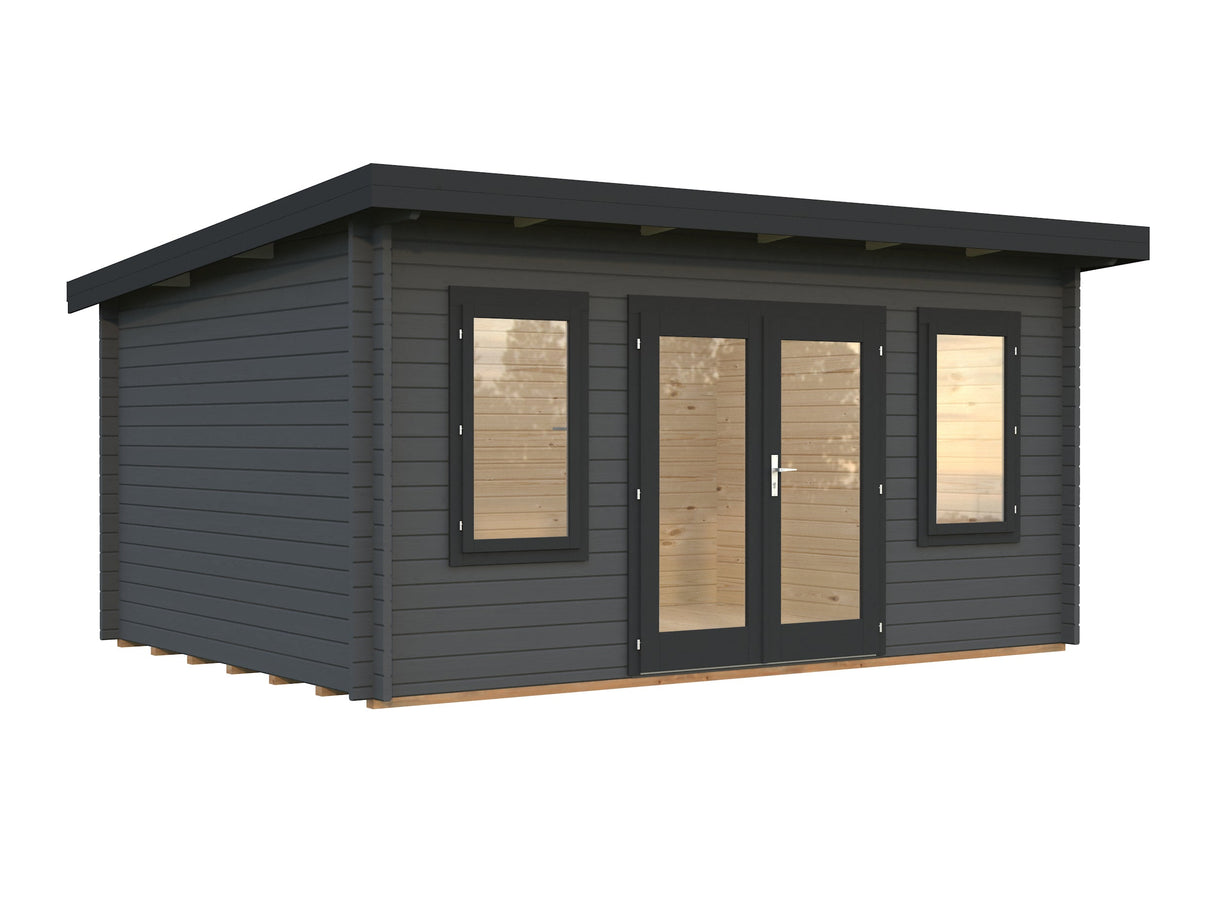 Lisa M (4,7x3,5m | 14,2m² | 44mm) Monikäyttöinen pulpettikattoinen piharakennus (2024 päivitetty malli)