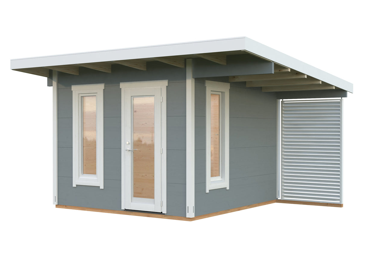 Grace (3x2,9m | 8,1m²+4,1m² | 56mm) Liimapuinen piharakennus katoksella