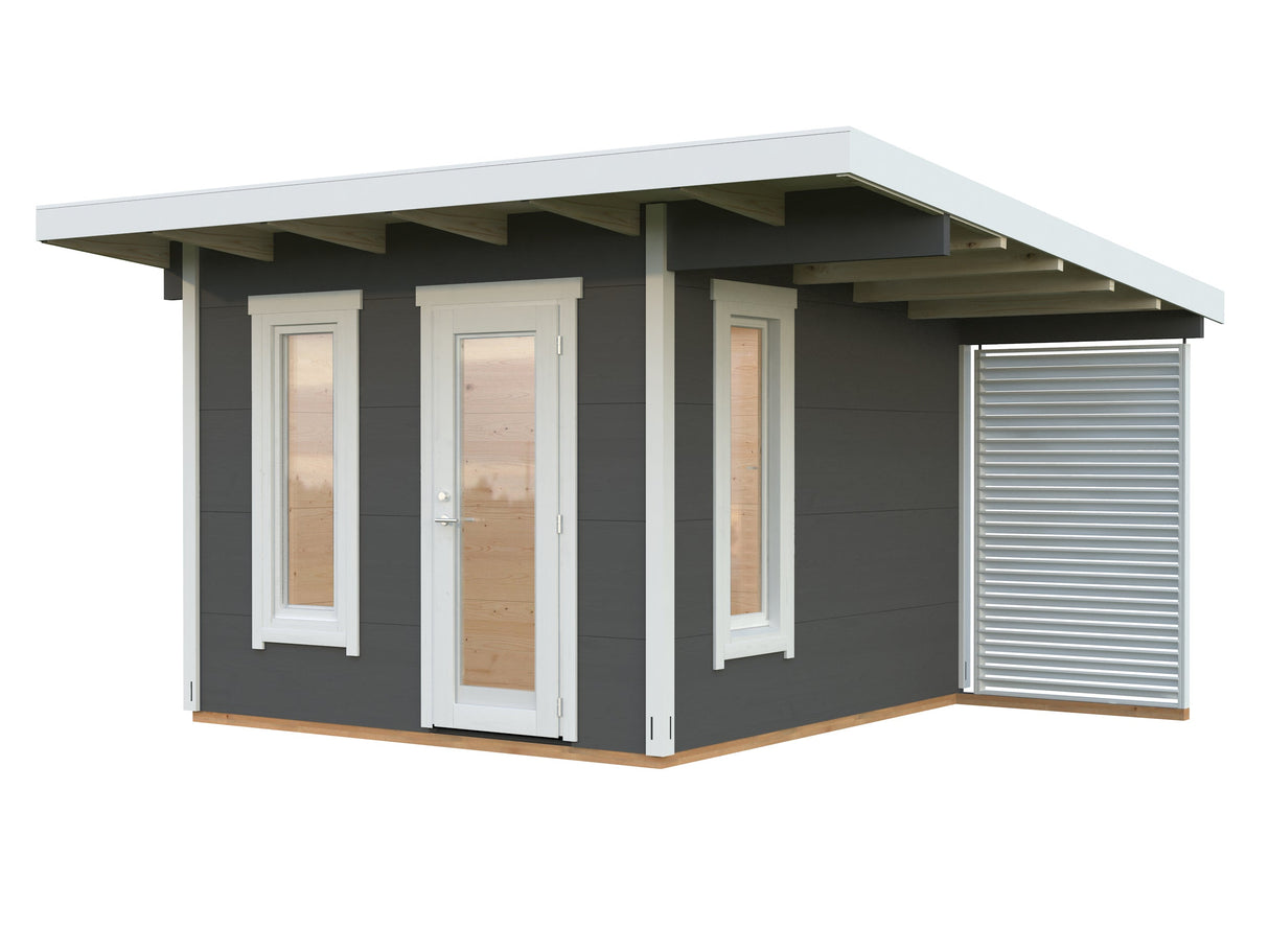Grace (3x2,9m | 8,1m²+4,1m² | 56mm) Liimapuinen piharakennus katoksella