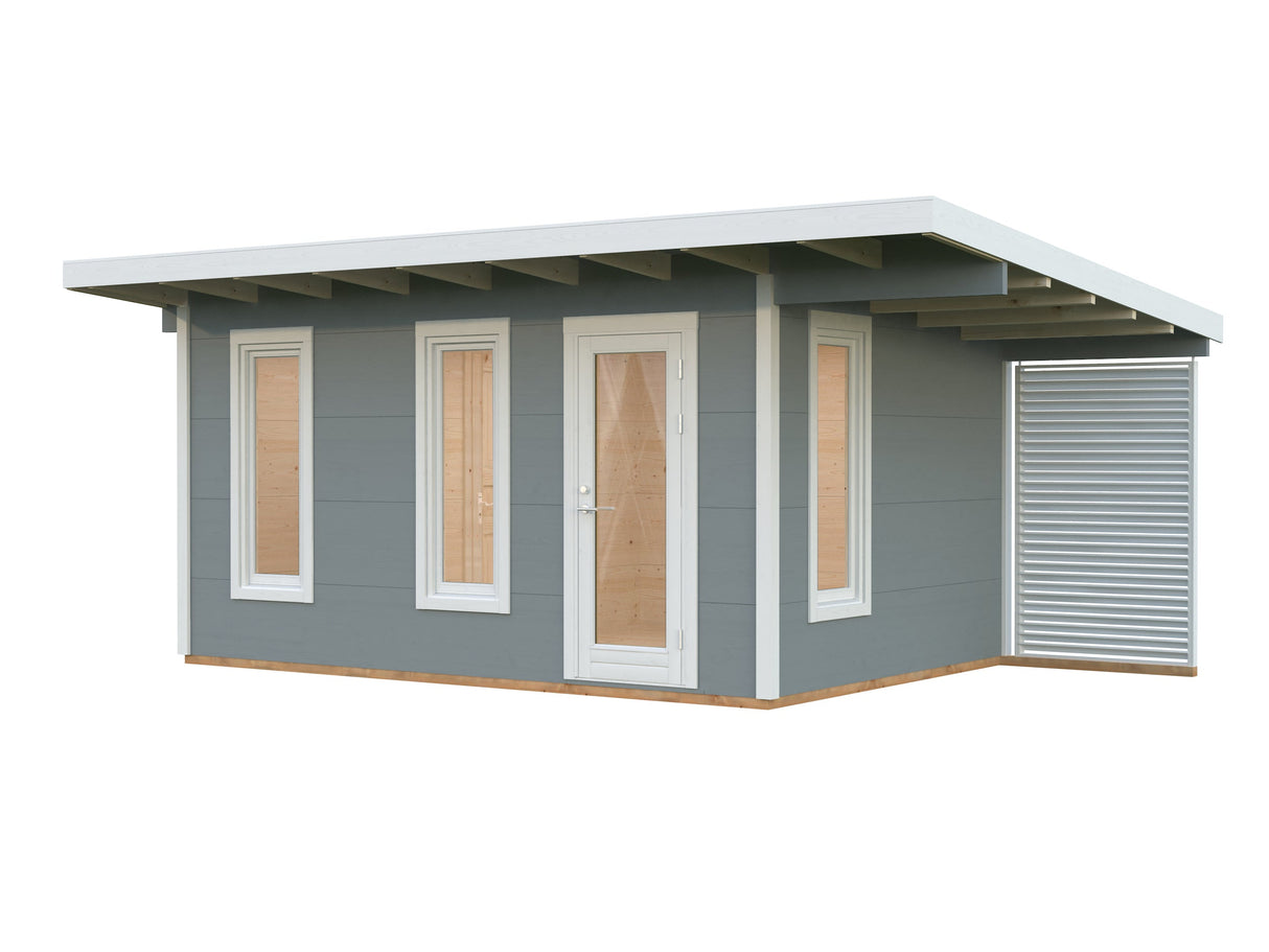 Grace (4,5x2,9m | 12,4+4,1m² | 56mm)Liimapuinen piharakennus katoksella