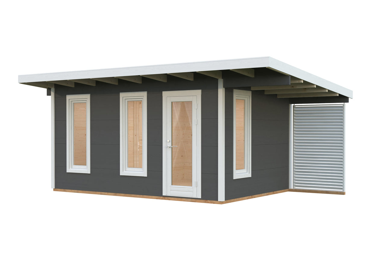 Grace (4,5x2,9m | 12,4+4,1m² | 56mm)Liimapuinen piharakennus katoksella