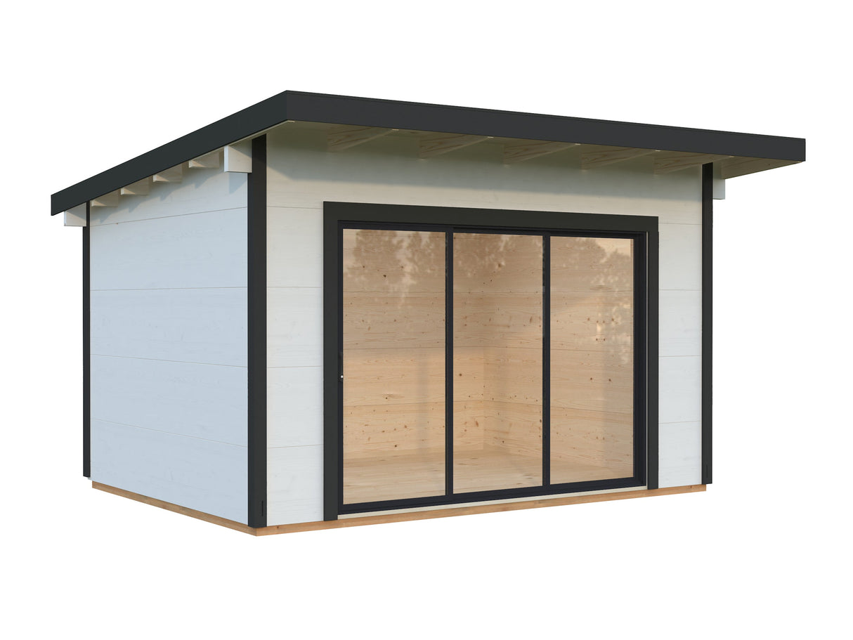 Grace (4x3m | 11,2m² | 56mm) Lliimapuinen piharakennus kaksilasitetuilla liukuovilla