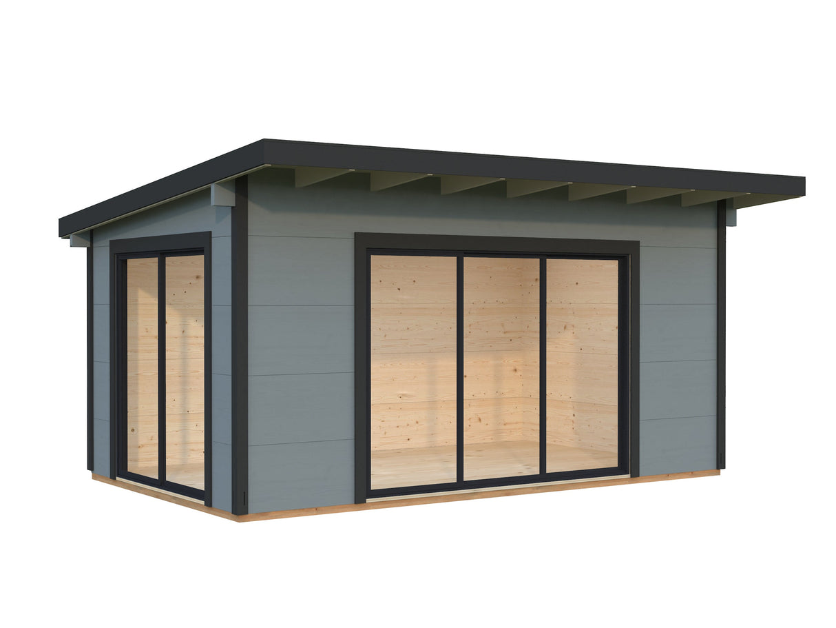 Grace (5x3m | 14,1m² | 56mm) Liimapuinen puutarhamökki kaksilasitetuilla liukuovilla