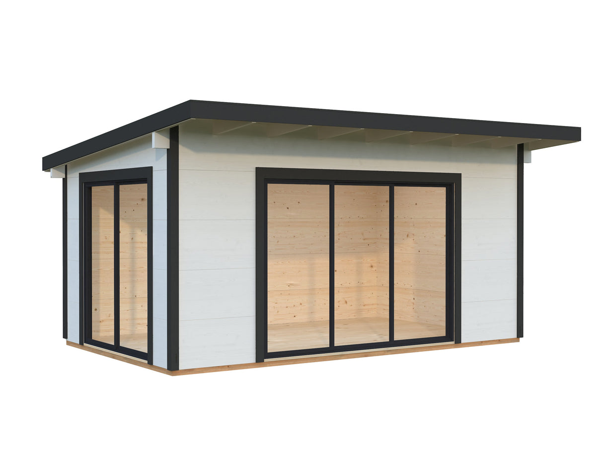 Grace (5x3m | 14,1m² | 56mm) Liimapuinen puutarhamökki kaksilasitetuilla liukuovilla