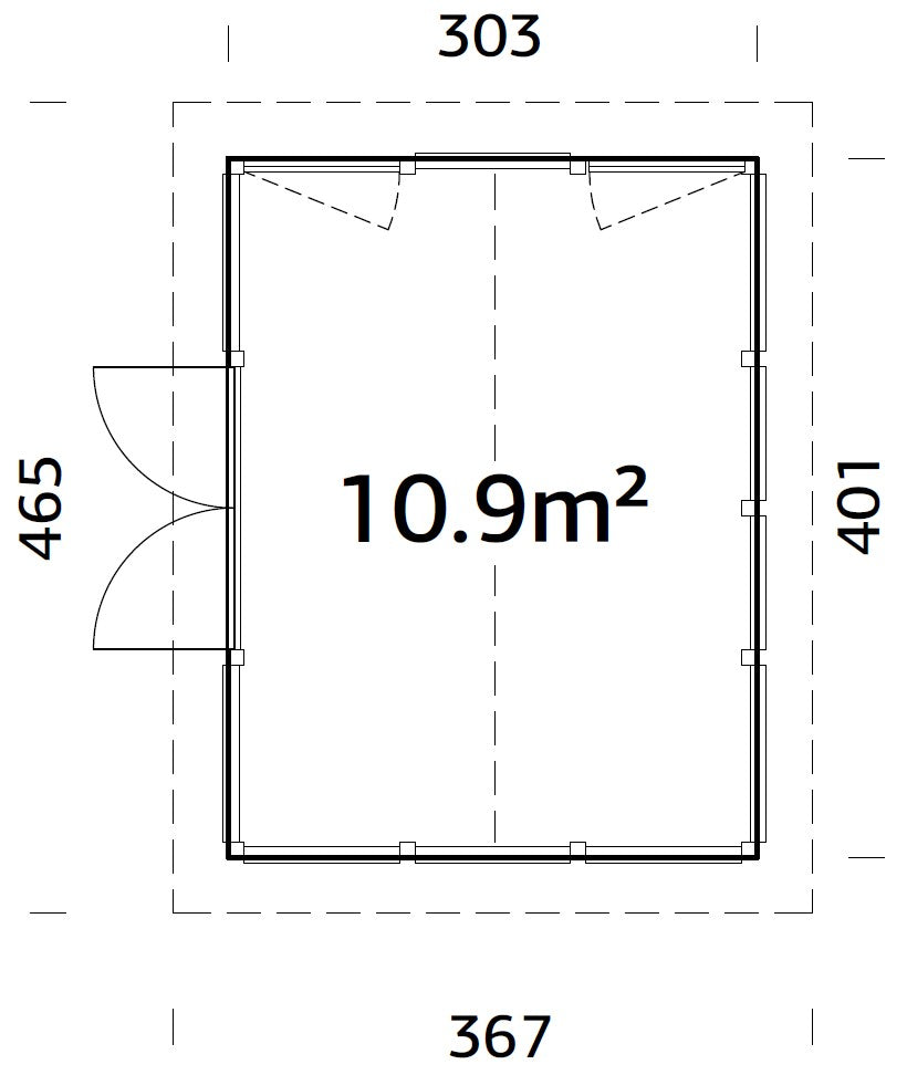 Isabella S (3x4m | 10,9m² | 90mm) Moderni lasipaviljonki, ovi ja ikkunat alumiinirunkoisena