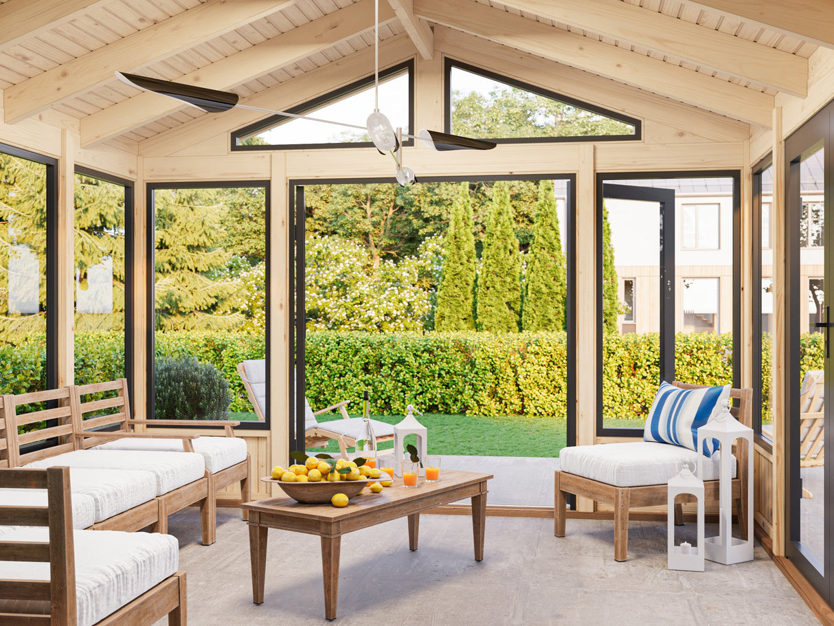 Isabella M (4x4m | 14,7m² | 90mm) Moderni lasipaviljonki, ovet ja ikkunat alumiinirunkoisena