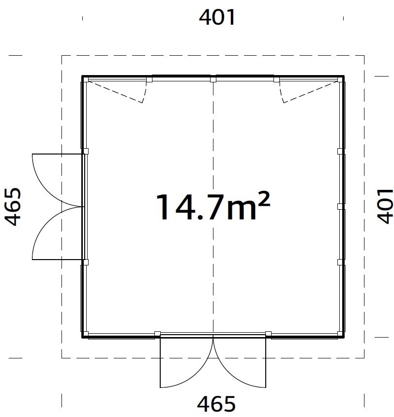 Isabella M (4x4m | 14,7m² | 90mm) Moderni lasipaviljonki, ovet ja ikkunat alumiinirunkoisena
