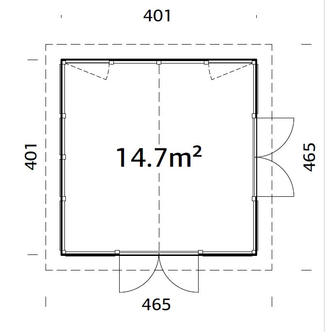Isabella M (4x4m | 14,7m² | 90mm) Moderni lasipaviljonki, ovet ja ikkunat alumiinirunkoisena