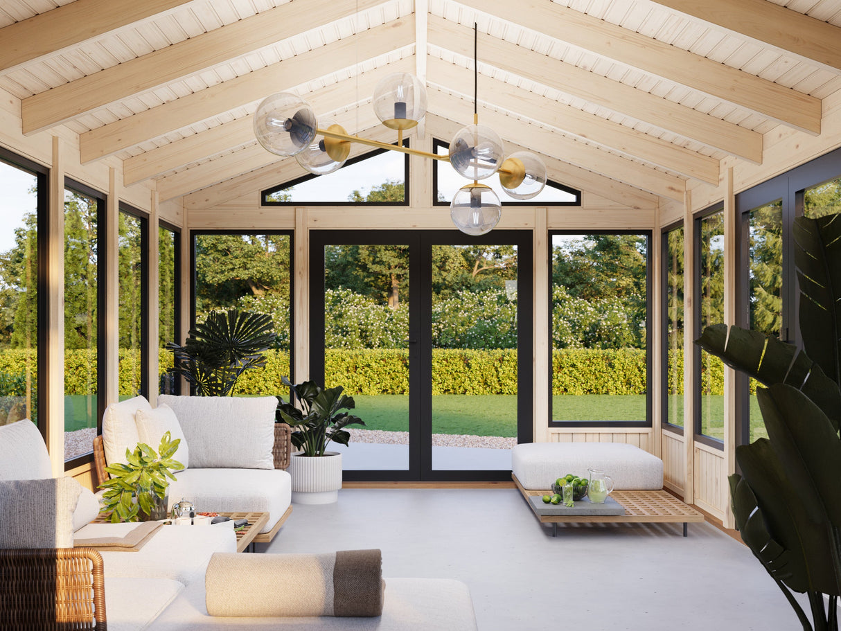 Isabella L (4x6m | 22,2m² | 90mm) Moderni lasipaviljonki, ovet ja ikkunat alumiinirunkoisena