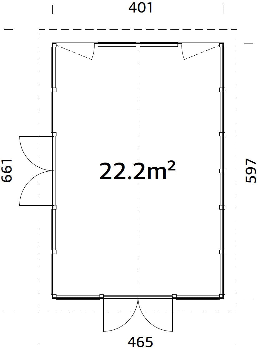 Isabella L (4x6m | 22,2m² | 90mm) Moderni lasipaviljonki, ovet ja ikkunat alumiinirunkoisena