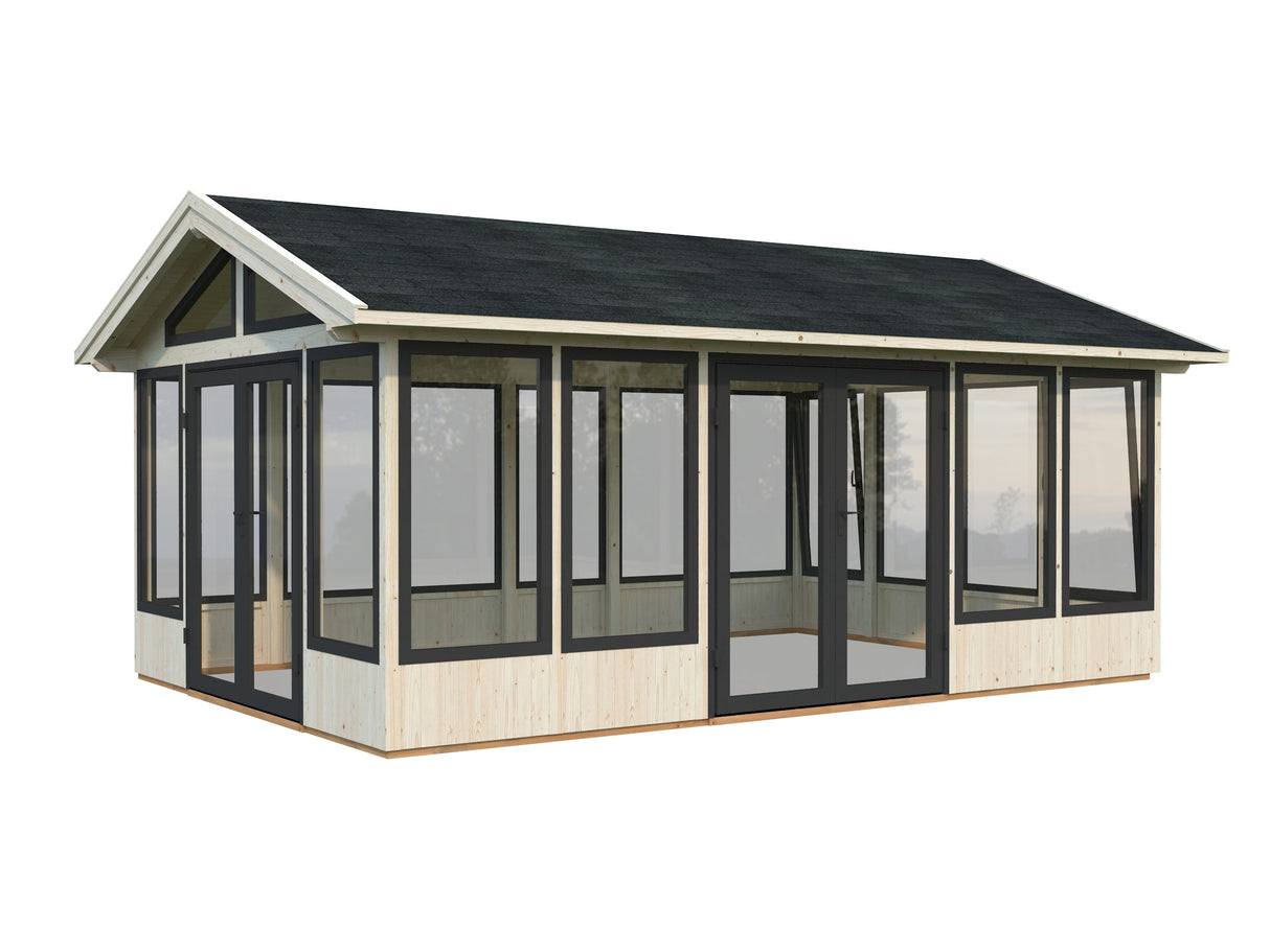 Isabella L (4x6m | 22,2m² | 90mm) Moderni lasipaviljonki, ovet ja ikkunat alumiinirunkoisena