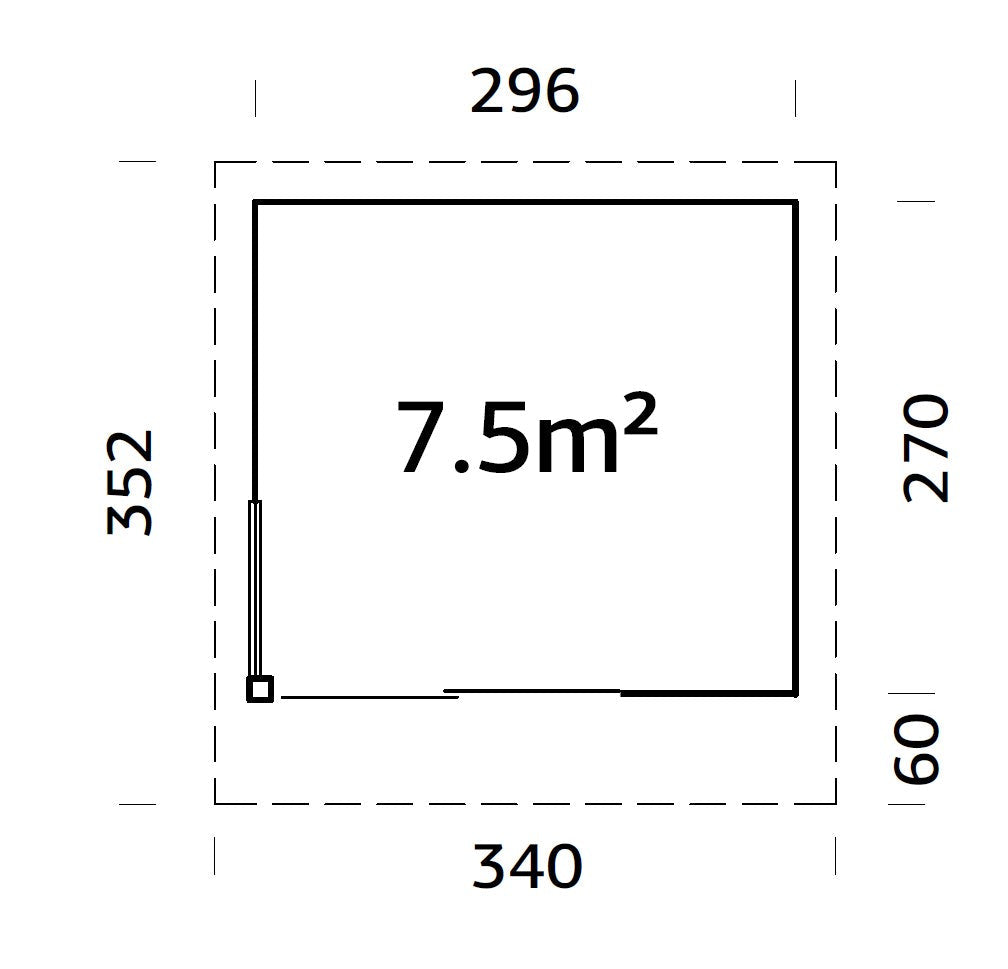 Andrea XS (3x2,7m | 7,5m2 | 44mm) Pieni moderni nurkkamökki puutarhaan, kaksoislasituksella