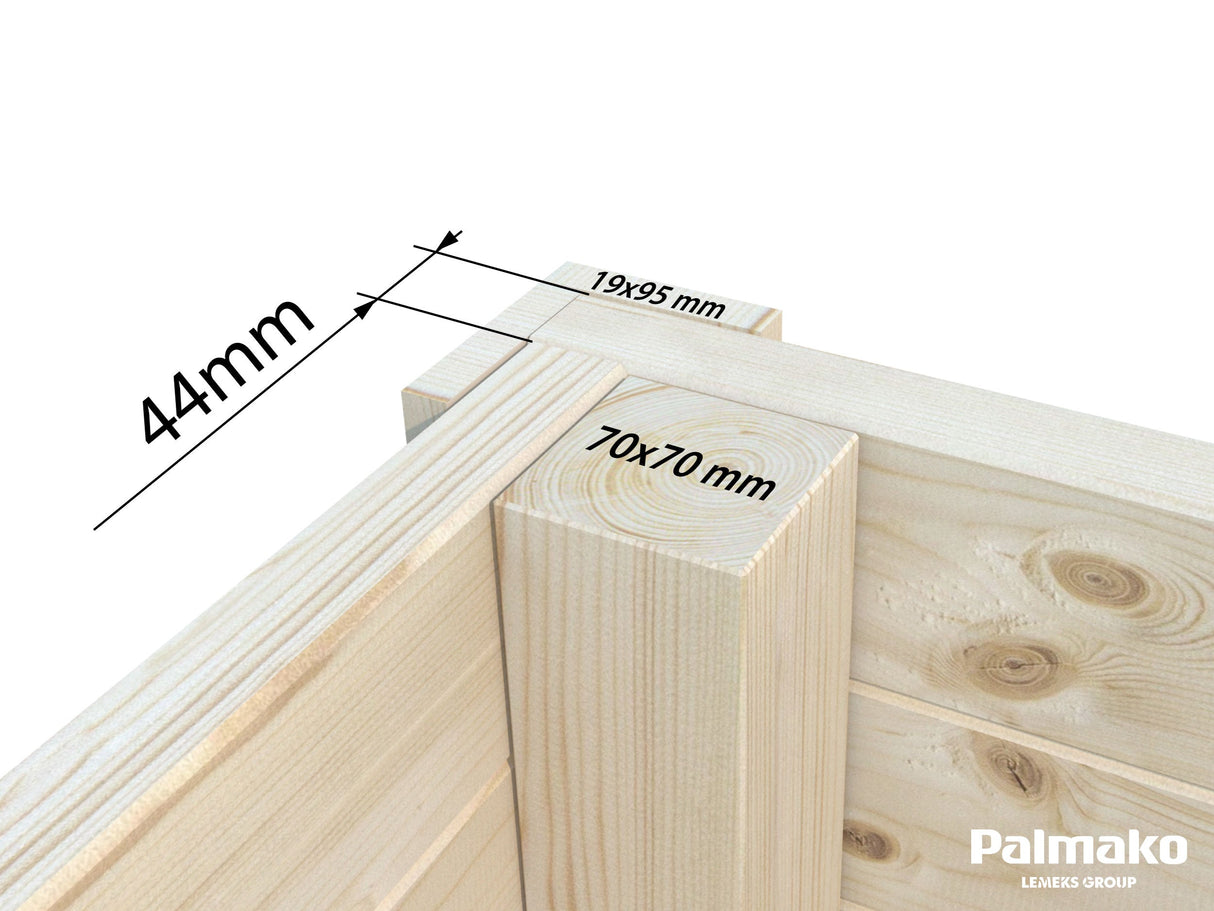 Andrea XS (3x2,7m | 7,5m2 | 44mm) Pieni moderni nurkkamökki puutarhaan, kaksoislasituksella