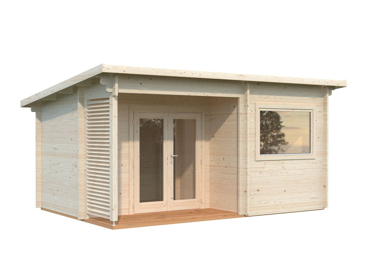 Sanna Sauna L (5x3,4m | 11,5m² | 44mm) Perinteinen 3-huoneen pihasauna