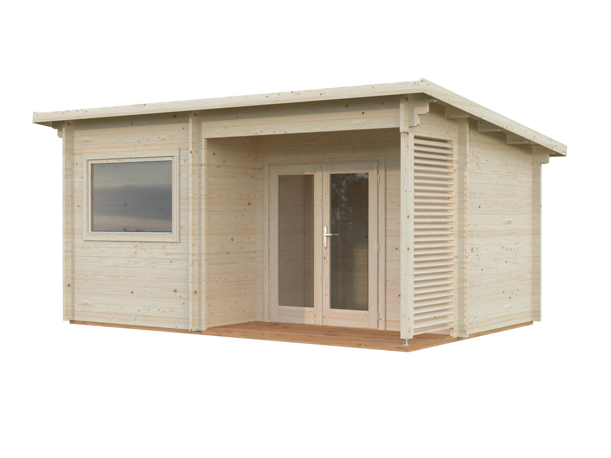 Sanna Sauna L (5x3,4m | 11,5m² | 44mm) Perinteinen 3-huoneen pihasauna