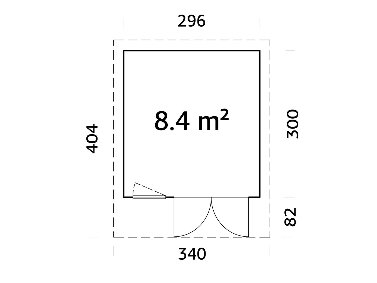 Aurelia XS (3x3 m | 8,4 m² | 44 mm) Kompakti moderni pihatoimisto alumiiniovilla ja -ikkunoilla