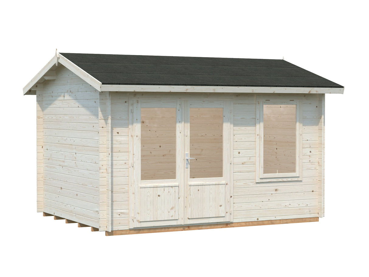 Iris S (3,8x3m | 9,6m² | 28mm) Kompakti alle 2,5m korkea kesämökki