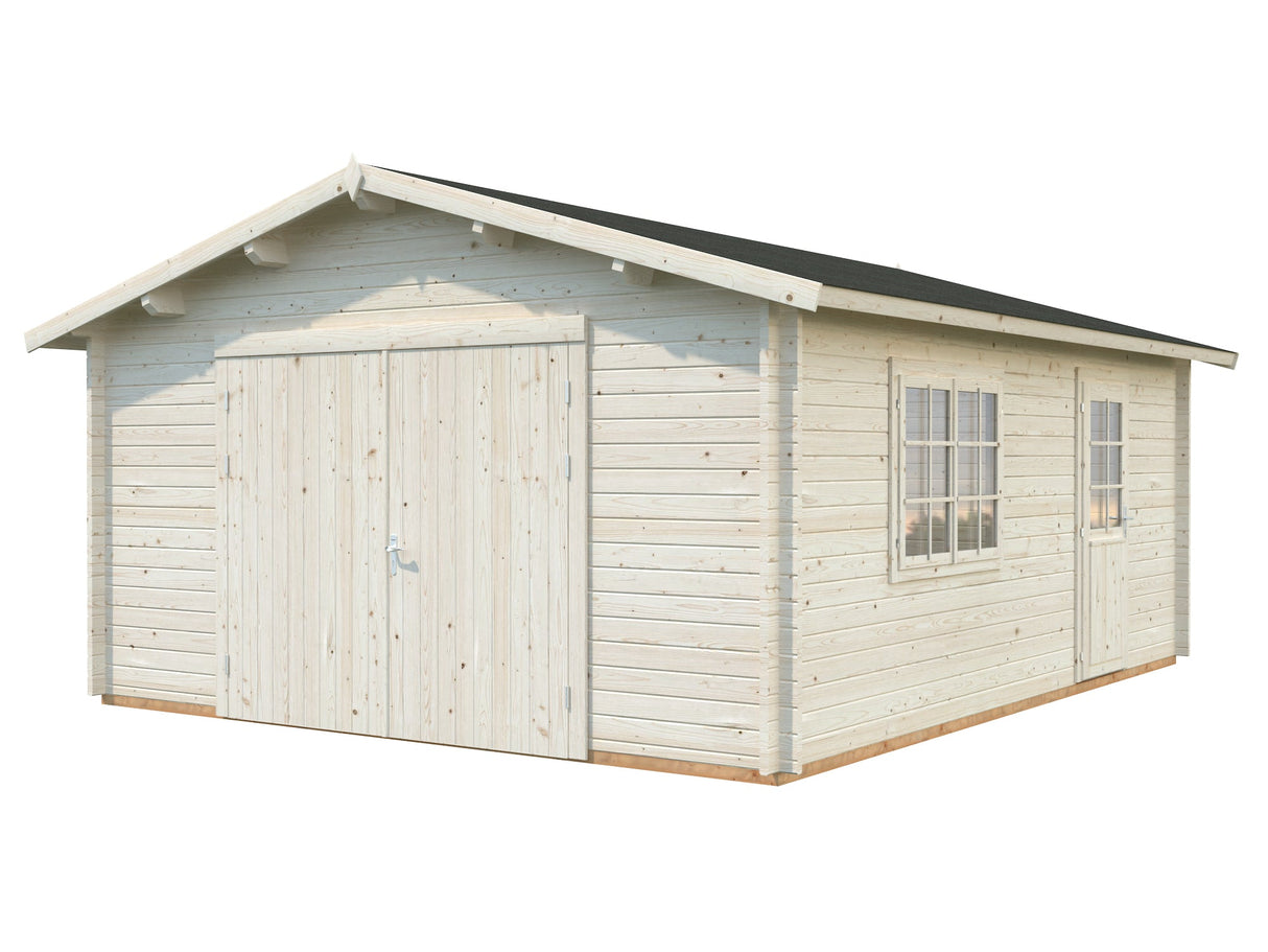 Roger S (4,7x5,7m | 23,9m² | 44mm) Autotalli puuovella