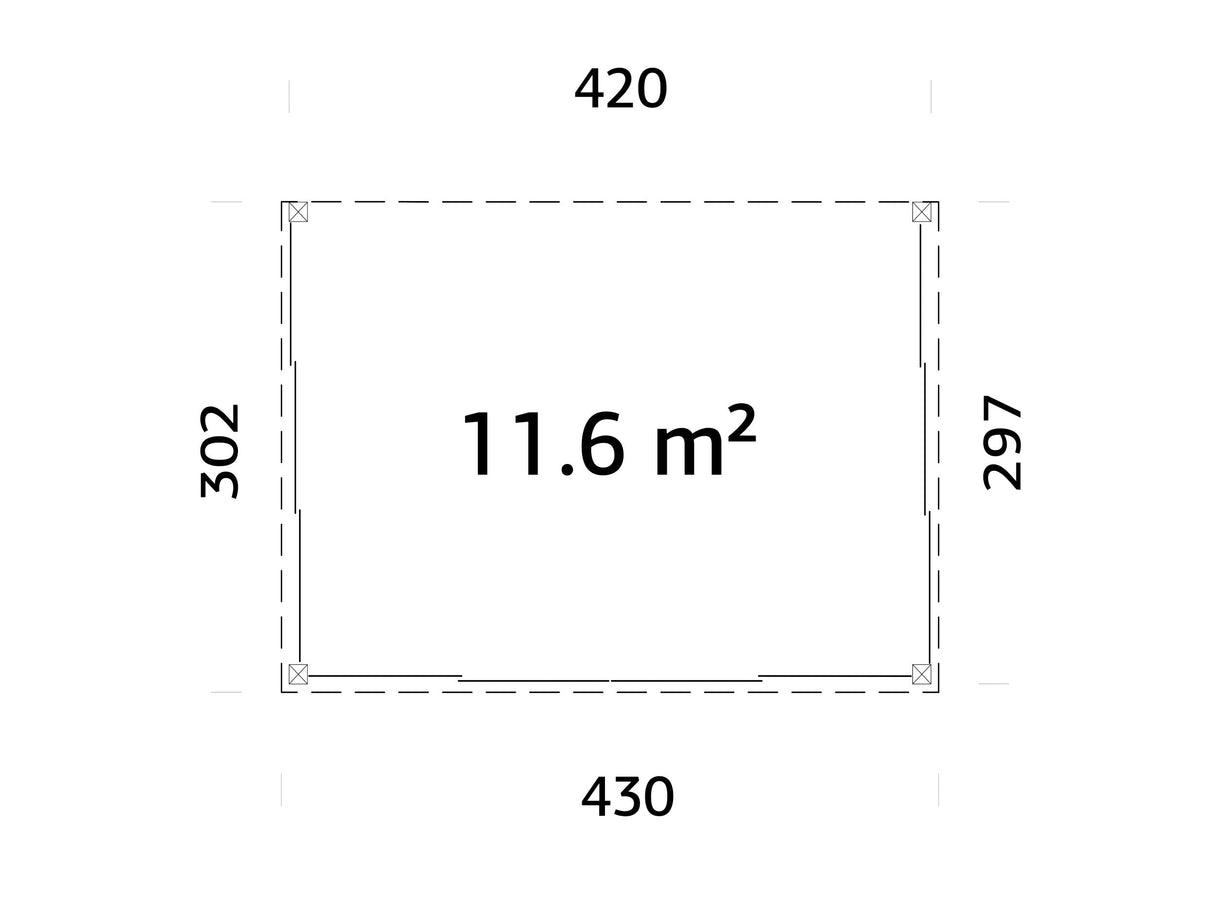 Lumi S (5,8x3 m | 16,2 m² | 120x120 mm) Moderni kiinteä lasipaviljonki pihaan