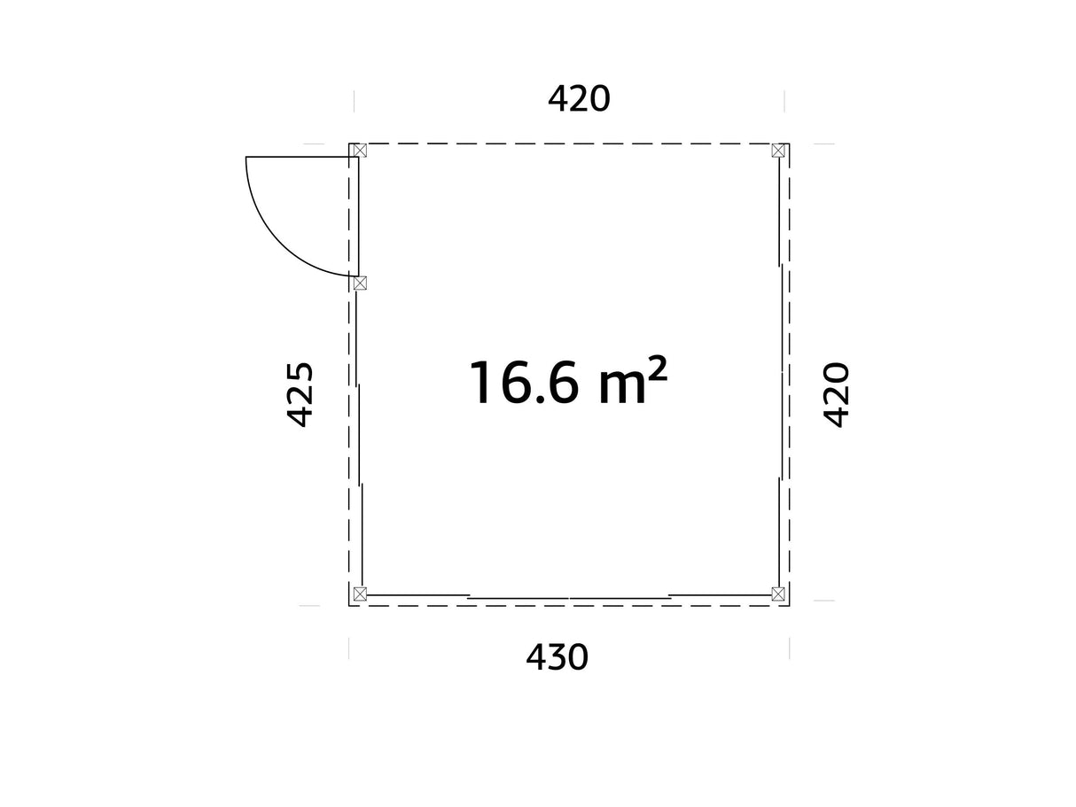 Lumi L (4,2x4,2 m | 16,6 m² | 120x120 mm) Kiinteä puu– ja lasipaviljonki pihaan