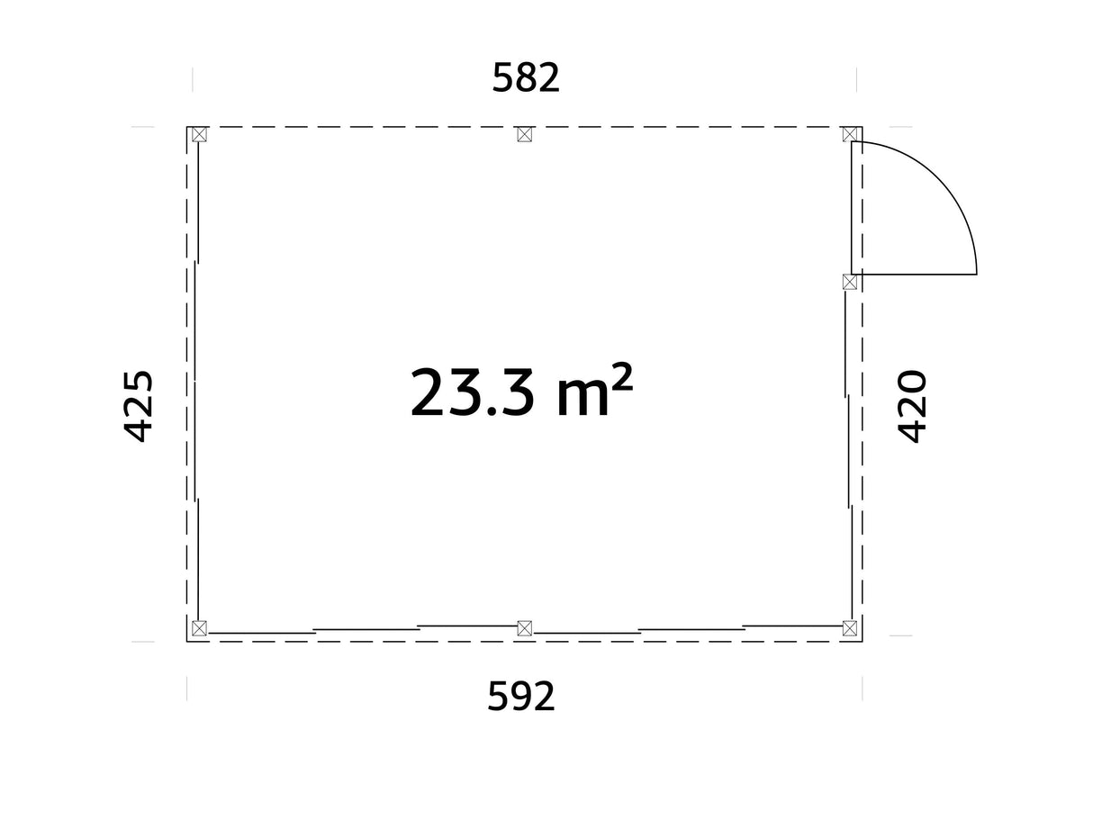 Lumi XL (5,8x4,2 m | 23,3 m² | 120x120 mm) Tilava kiinteä lasipaviljonki tai kesähuone pihaan