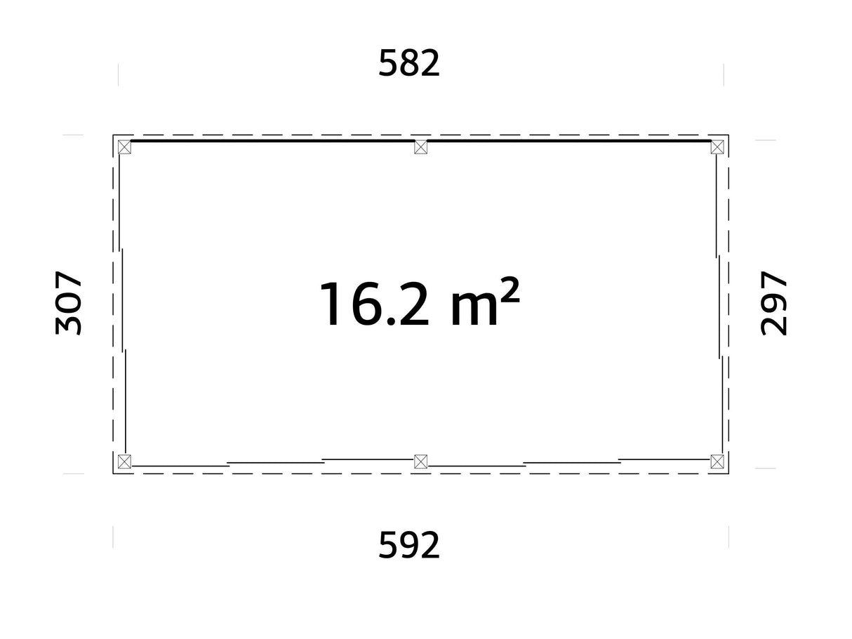 Saga M (5,8x3 m | 16,2 m² | 120x120 mm) Erillinen moderni lasipuutarha tai kesähuone pihaan