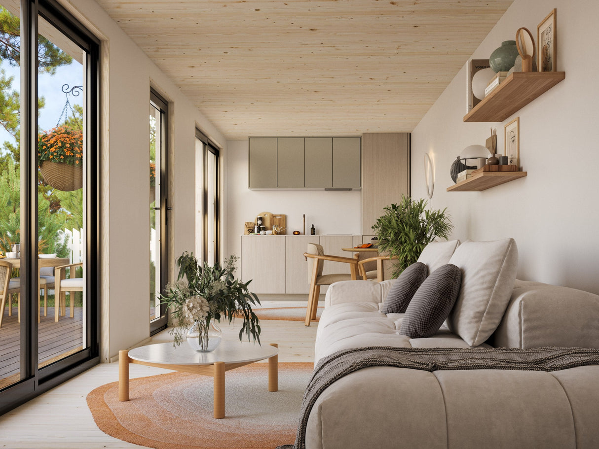 Rebekka L (9,x3,4 m | 22,4 m² | 18 mm) Tilava eristysvalmis pohjoismainen tiny house